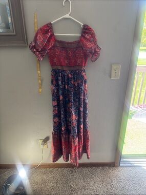 Show Me Your MuMu Red and Navy Floral Maxi Dress